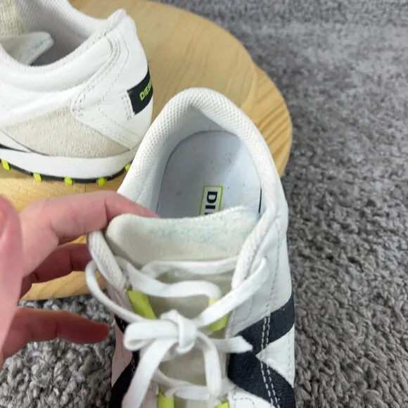 Diesel Cracker Sneaker Womens 8.5 Vintage Y2K Leather White Black Yellow Shoe