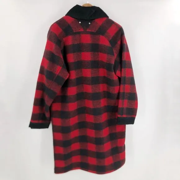 Diesel Plaid Coat Red Black Plaid Flannel Women's Sz L NWT $875