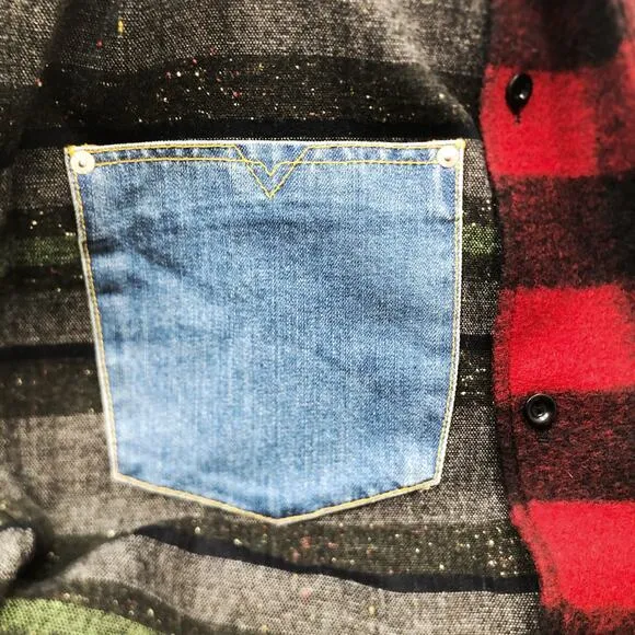 Diesel Plaid Coat Red Black Plaid Flannel Women's Sz L NWT $875