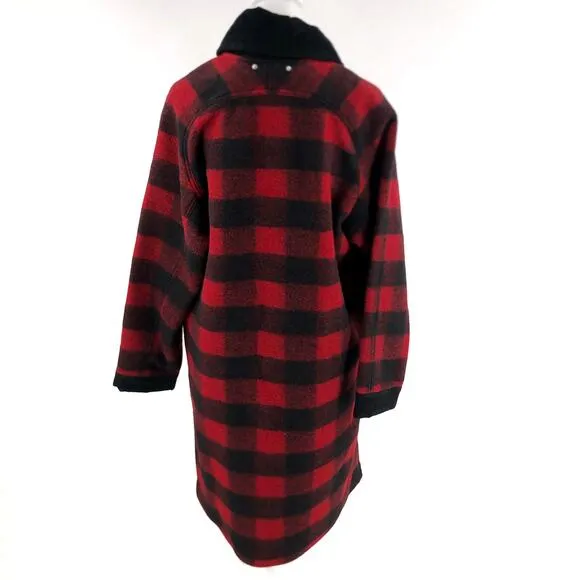 Diesel Plaid Coat Red Black Plaid Flannel Women's Sz L NWT $875