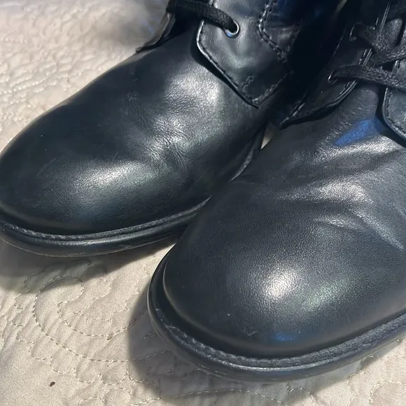 DIESEL The Pit Black Leather Lace-Up Side Zipper Military Moto Boots 45 US 11.5