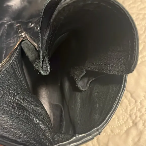 DIESEL The Pit Black Leather Lace-Up Side Zipper Military Moto Boots 45 US 11.5