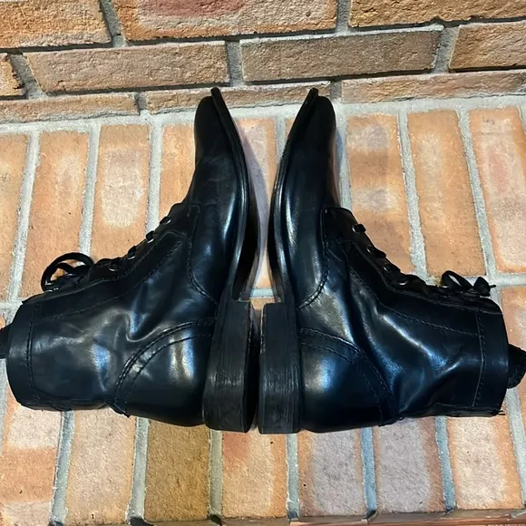 DIESEL The Pit Black Leather Lace-Up Side Zipper Military Moto Boots 45 US 11.5