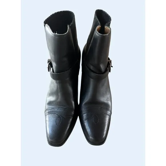 DINGO Women's Black Leather Western Buckle Harness Boot Size 10