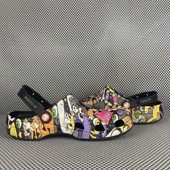 Disney Mickey Halloween Print Adult Clogs Mens 9 Womens Black Slip On Shoes