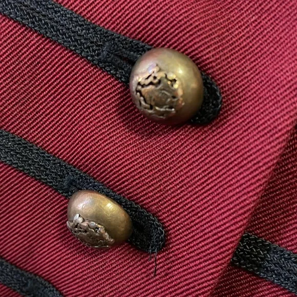 DKNY Red Black Military Wool Vest