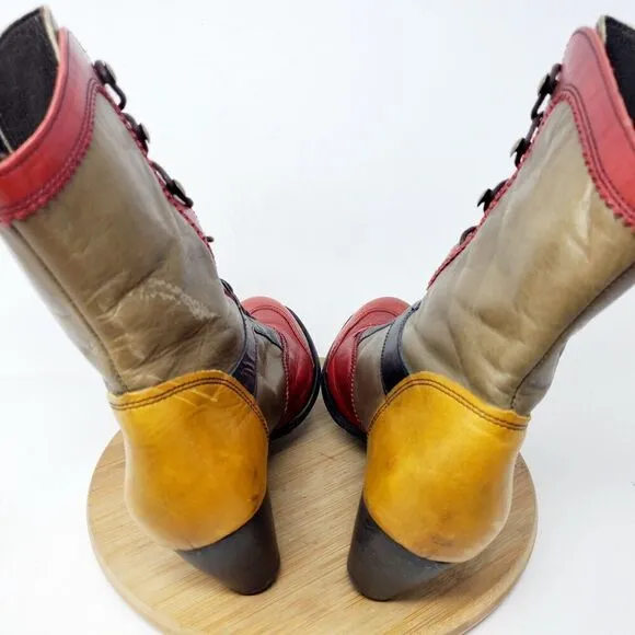 DKODE Boots Women 37 VYLMA Tall Leather Steampunk Lagenlook Boho Colorful Shoes