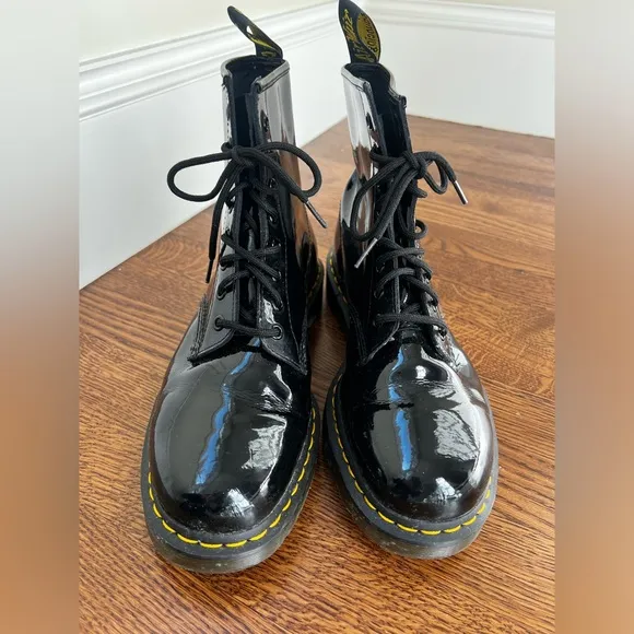 DOC MARTENS 1460 Black Patent Leather Combat Boots Y2K Grunge Air Wair 11