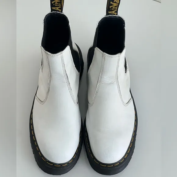 Doc Martens 2976 Quad Platform White Chelsea Boots Women's Size 10 Dr. Martens