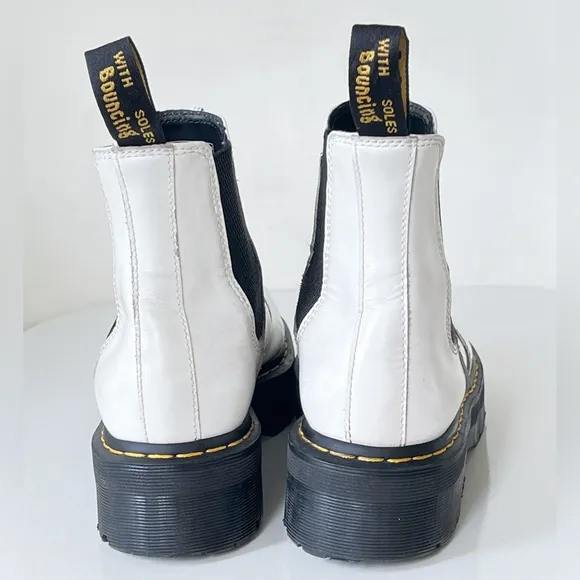 Doc Martens 2976 Quad Platform White Chelsea Boots Women's Size 10 Dr. Martens