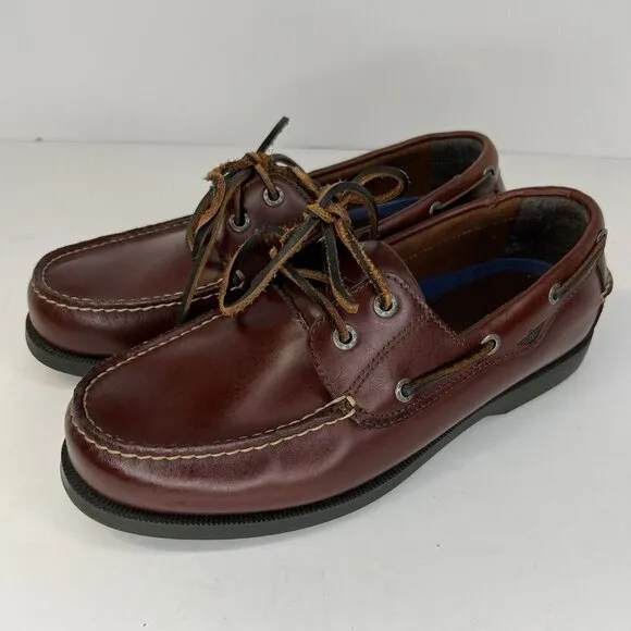 Dockers Castaway Boat Shoe Men's Size 8.5 Warm Brown Leather Raw Hide Shoestring