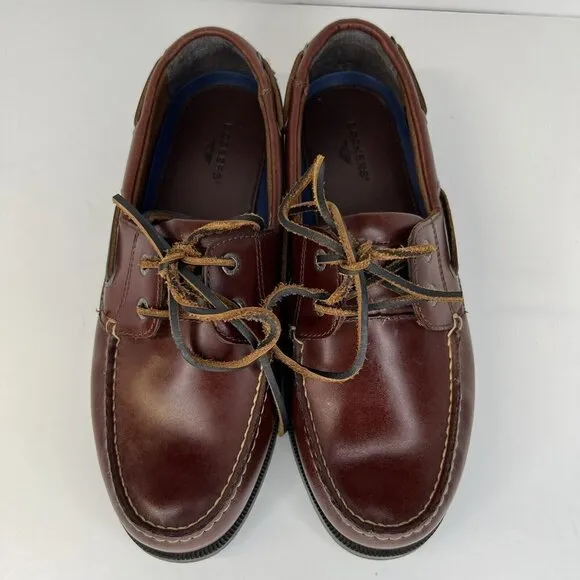 Dockers Castaway Boat Shoe Men's Size 8.5 Warm Brown Leather Raw Hide Shoestring