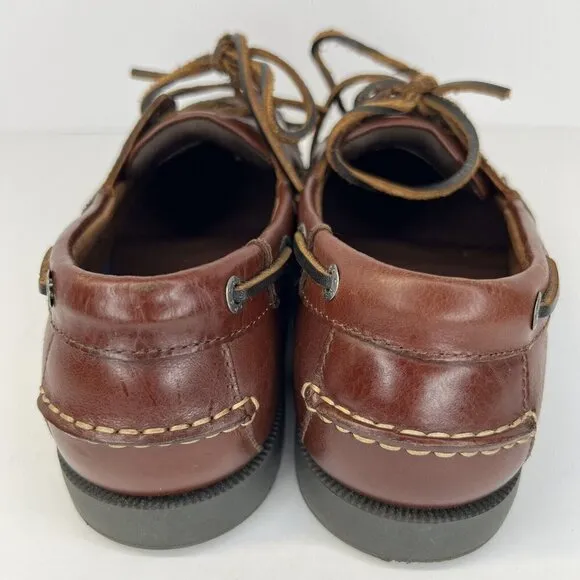 Dockers Castaway Boat Shoe Men's Size 8.5 Warm Brown Leather Raw Hide Shoestring