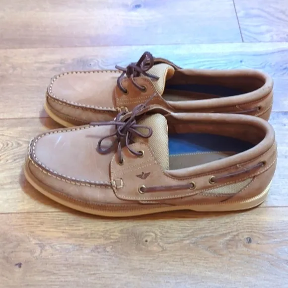 Dockers Men’s Vargas Leather Handsewn Boat Shoe Tan/Stone sz 11M