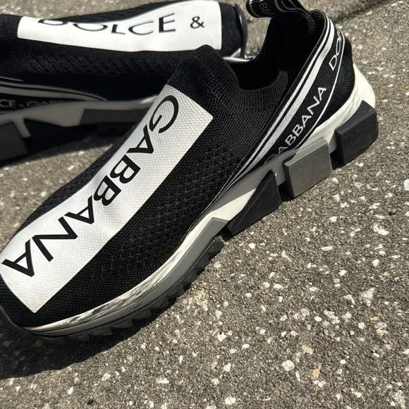 Dolce &amp; Gabbana Black and White Slip-On Shoes