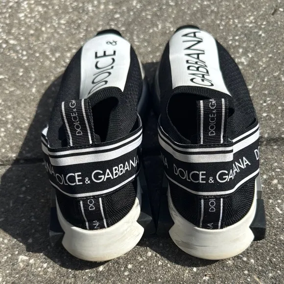 Dolce &amp; Gabbana Black and White Slip-On Shoes