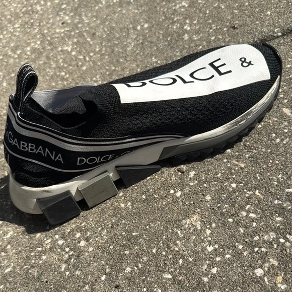 Dolce &amp; Gabbana Black and White Slip-On Shoes