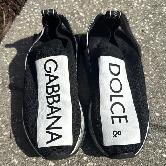 Dolce &amp; Gabbana Black and White Slip-On Shoes