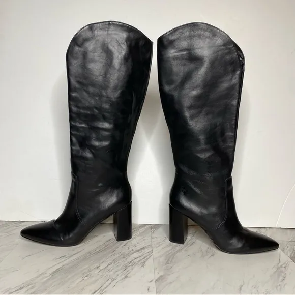 Dolce Vita Black Leather Pointy Toe Tall Boot 9