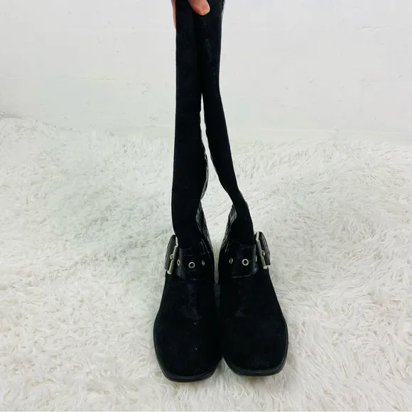 DONALD J. PLINER black suede leather silver studded tall boots size 9.5