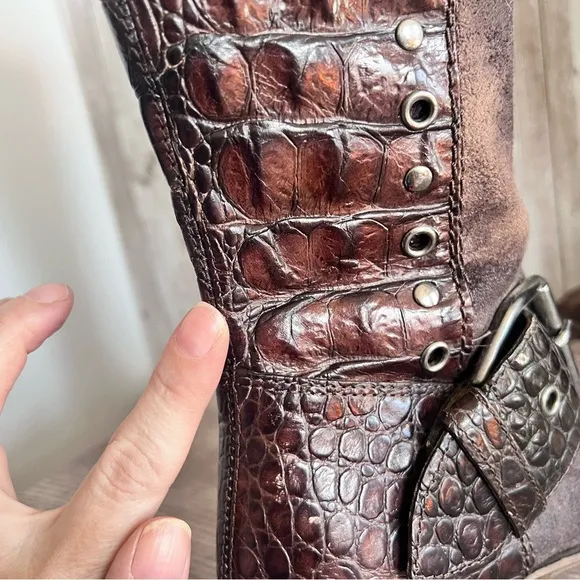 Donald J Pliner Gale Alligator and Suede Tall Boots Size 6
