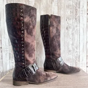 Donald J Pliner Gale Alligator and Suede Tall Boots Size 6