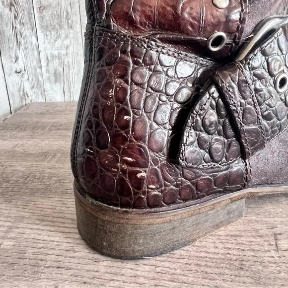 Donald J Pliner Gale Alligator and Suede Tall Boots Size 6