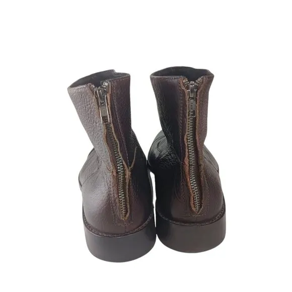 Donald J Pliner Men’s Leather  Dark Brown Ankle Boots Back Zipper sz 10.5 M