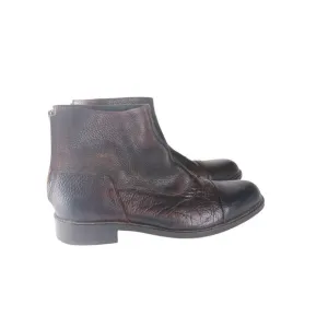 Donald J Pliner Men’s Leather  Dark Brown Ankle Boots Back Zipper sz 10.5 M
