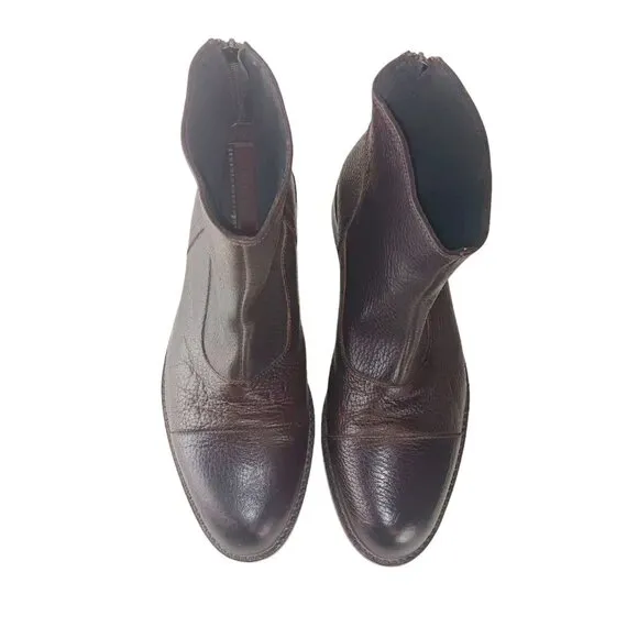 Donald J Pliner Men’s Leather  Dark Brown Ankle Boots Back Zipper sz 10.5 M