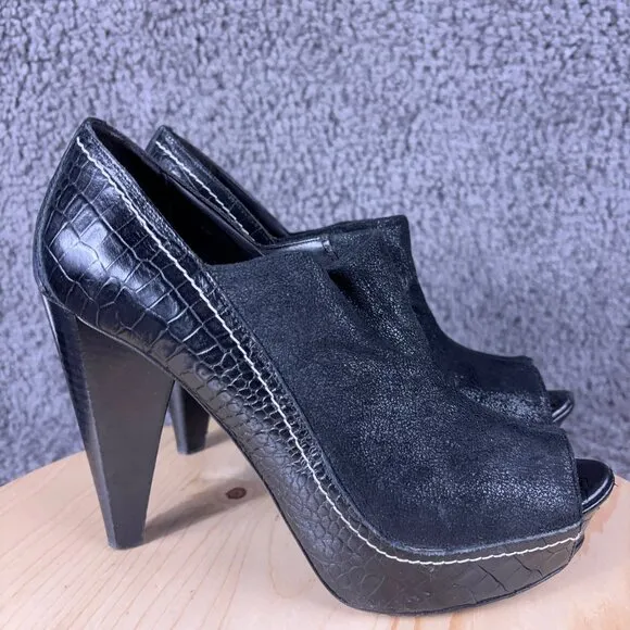 Donald Pliner Couture Leather Platform Shoe Womens Size 8 Black Made in Italy