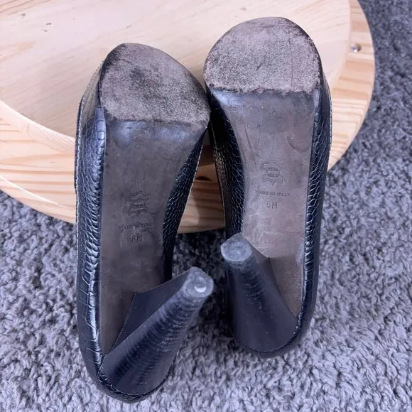 Donald Pliner Couture Leather Platform Shoe Womens Size 8 Black Made in Italy