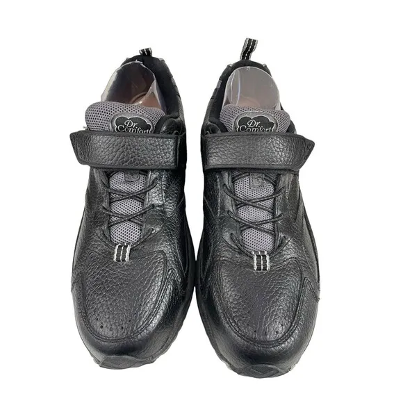Dr. Comfort Winner 5710 Men's Black Leather Lace Up Athletic Sneaker Shoes 10.5M