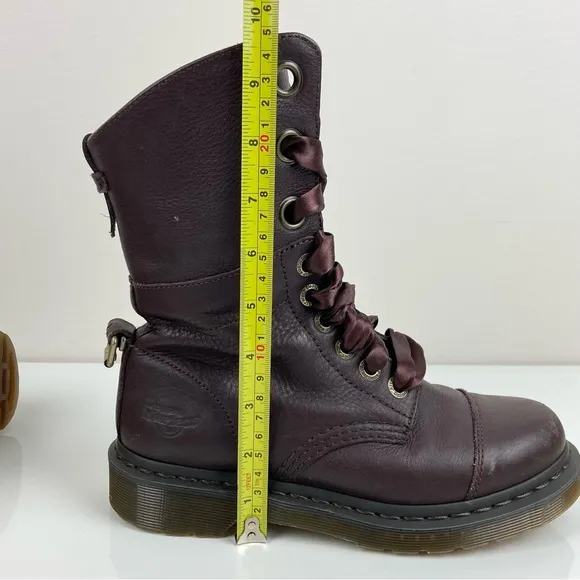 Dr. Doc Martens Women’s Aimilie Dark Burgundy Leather Fold Over Boots Size 6.0