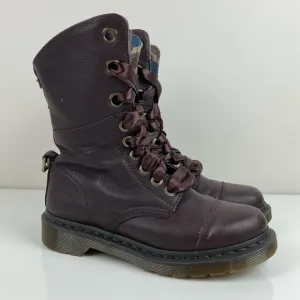 Dr. Doc Martens Women’s Aimilie Dark Burgundy Leather Fold Over Boots Size 6.0