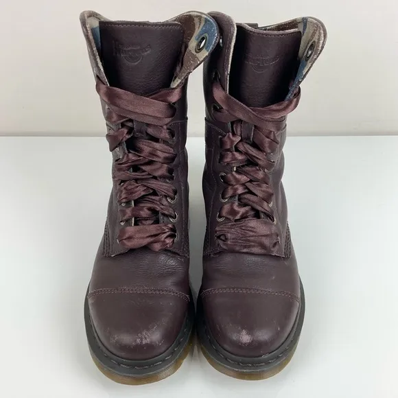 Dr. Doc Martens Women’s Aimilie Dark Burgundy Leather Fold Over Boots Size 6.0