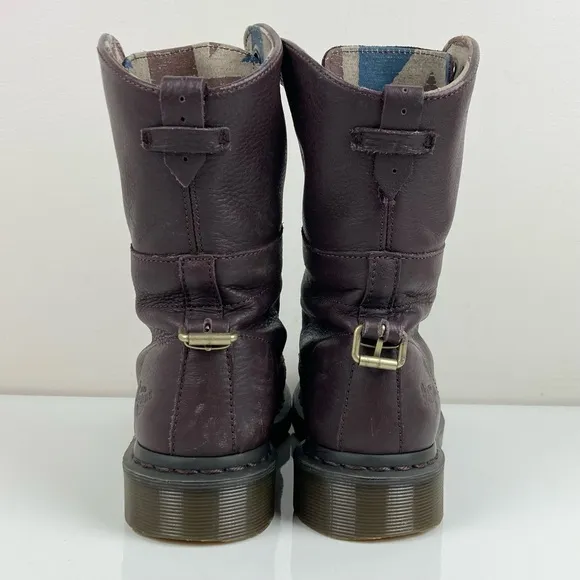 Dr. Doc Martens Women’s Aimilie Dark Burgundy Leather Fold Over Boots Size 6.0