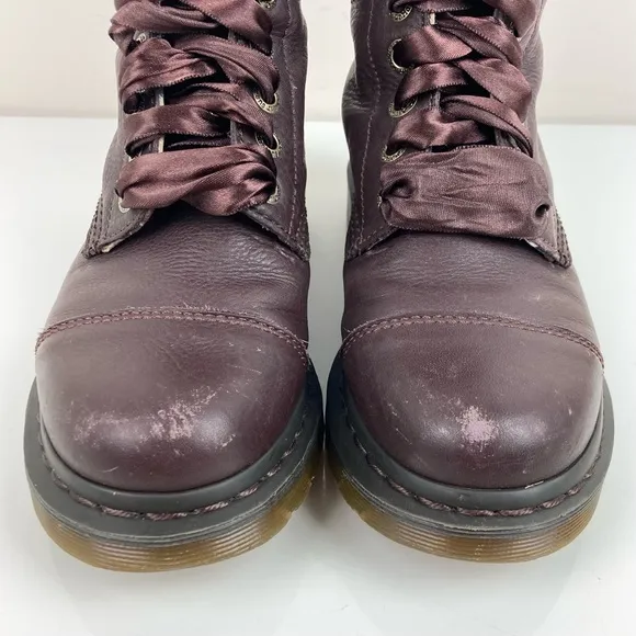 Dr. Doc Martens Women’s Aimilie Dark Burgundy Leather Fold Over Boots Size 6.0