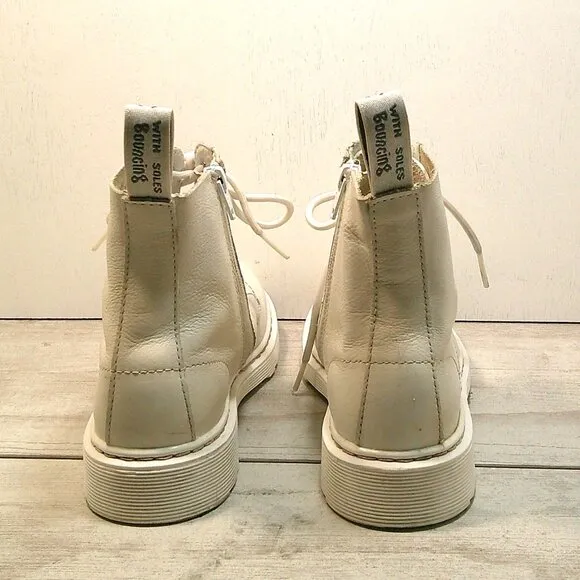 Dr. Martens, 1460 Nappa White Leather and Sole 8-hole Grunge Boot for Women 5