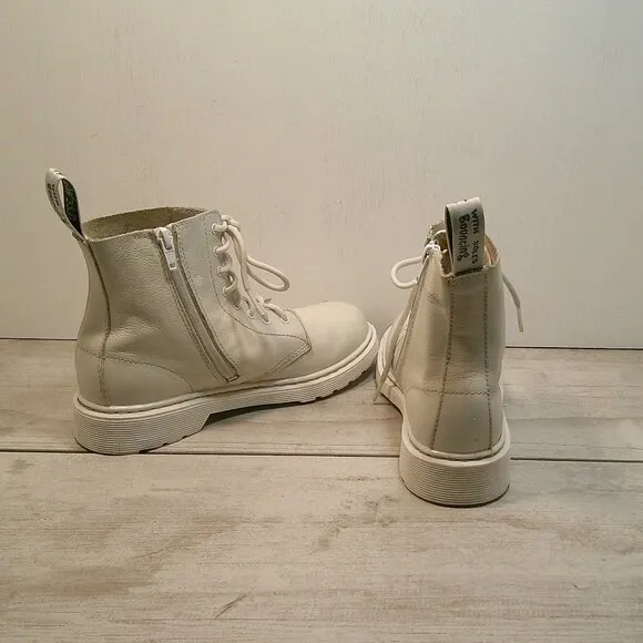 Dr. Martens, 1460 Nappa White Leather and Sole 8-hole Grunge Boot for Women 5