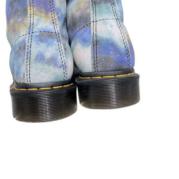 Dr. Martens 1460 Pascal Blue Summer Tie Dye Tumbled Combat Boot Size 9