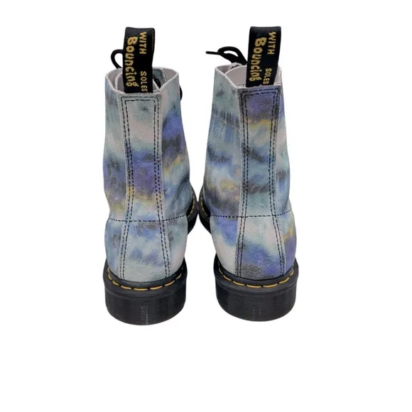 Dr. Martens 1460 Pascal Blue Summer Tie Dye Tumbled Combat Boot Size 9