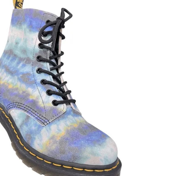 Dr. Martens 1460 Pascal Blue Summer Tie Dye Tumbled Combat Boot Size 9