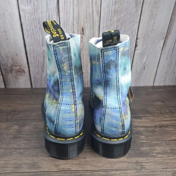 DR Martens 1460 Pascal Blue Tie Dye Summer Tumbled Boots Women's Sz 6 (NWT)