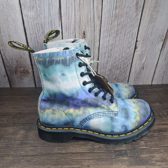DR Martens 1460 Pascal Blue Tie Dye Summer Tumbled Boots Women's Sz 6 (NWT)