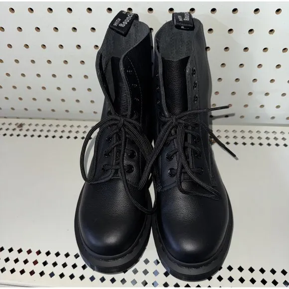 Dr. Martens 1460 Pascal Mono Womens Leather Combat Boots Size US 6 EU 37 Black