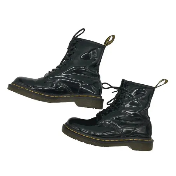 Dr. Martens 1460 Women's Patent Leather Lace Up Boots Black - 6