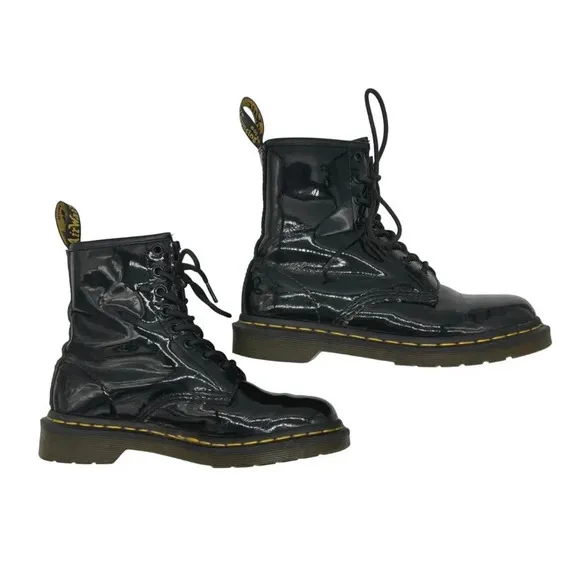 Dr. Martens 1460 Women's Patent Leather Lace Up Boots Black - 6