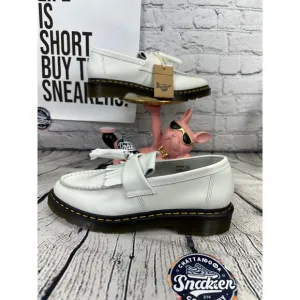 Dr Martens Adrian YS Tasseled Loafer Shoes Womens 8 White Smooth Leather NEW 39