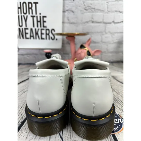 Dr Martens Adrian YS Tasseled Loafer Shoes Womens 8 White Smooth Leather NEW 39